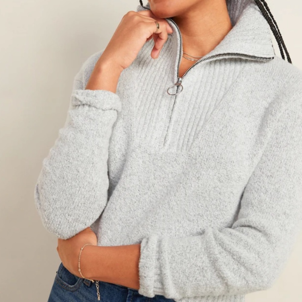 Mock Neck Quarter Zip Sweater